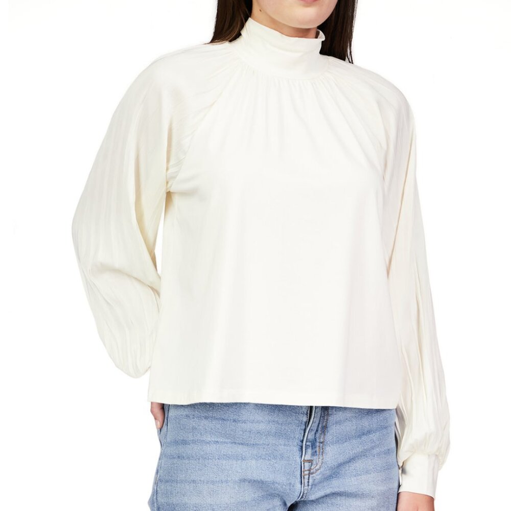 Sanctuary Cream Sateen Mixed Media Top